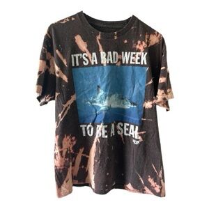 Bleach Dyed Shark Week Graphic Tee Size Large Funny Shark Shirt